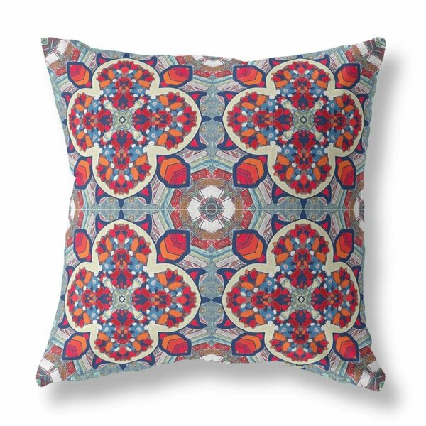 Palacedesigns 26 in. Cloverleaf Indoor Outdoor Zippered Throw Pillow Red Orange & Blue PA3096468
